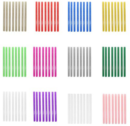 Wenrescry 96 Barras de pegamento caliente de 7 x 100 mm, con purpurina de colores para pistola de pegamento caliente, material multicolor para manualidades, decoración y manualidades, 12 colores