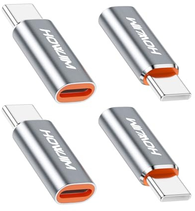 HOWJIM Adattatore Light-ning a USB C 4 Pezzi,PD27W/66W QC100W Rcarica Rapida,Adattatore da Light-ning Femmina a USB C Maschio per M-acBook Phone 17/16/15 Pad G-alaxy X-peria,Non per Cuffie/OTG Grigio