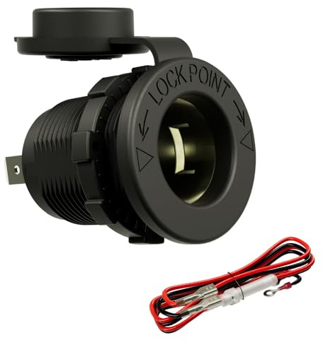 DAMAVO 12V Zigarettenanzünder Steckdose – Hitzebeständig & rostfrei – Nylon-Gehäuse mit wasserdichtem Deckel, Einbau für Auto, Wohnmobil, LKW, Boot, ATV (1 Stück)