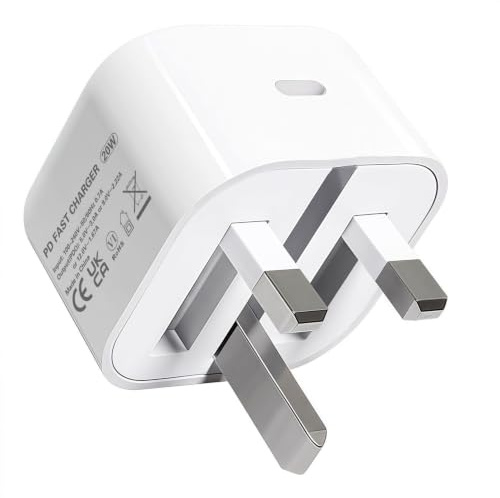 USBC Plug UK Fast Charger Type C Iphone Charger Plug Folding 20W USB C Power Adaptor for IPhone 17/16 Pro Max/16E/15 Plus/14/13/12/11/XR/A16/Samsung Galaxy/Google Pixel 10/9 Travel Wall Charging Block