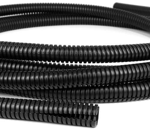 Split Wire Loom Tubing,10,25ft Cord Protectors from Pets No Chew, Flexible Wire Covers Cord Protectors, Protective Split Cable Sleeve for Automotive Home Industrial Wires(Black, 0.51inch-25ft)