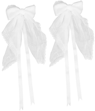 HAMPPLIES 2 Piezas Alzapaños de Cortina de Encaje Vintage con Lazo Blanco Pequeño para Decoración Romántica de Habitación y Bodas