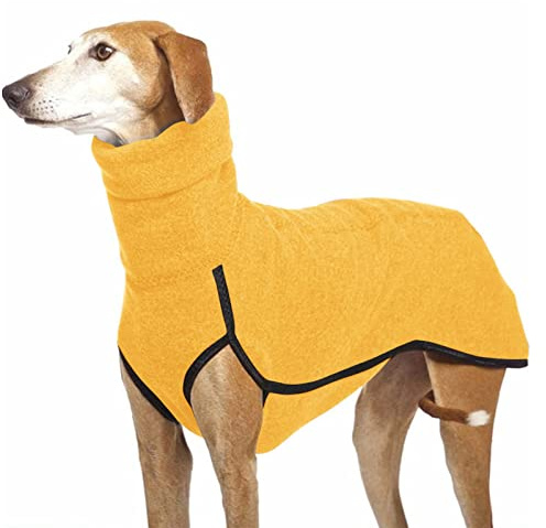 Imily Bela Hundepullover Fleece Rollkragen Hundemantel Warmer Weste Pullover Outdoor Hundejacke Winterkleidung für Kleine Mittel Große Hunde,Gelb,M