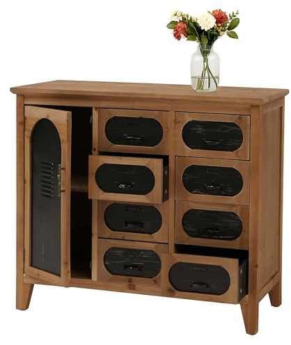 Mendler Commode de pharmacien HWC-O63 Vintage Shabby Volet 80x91x40cm Corps Noir