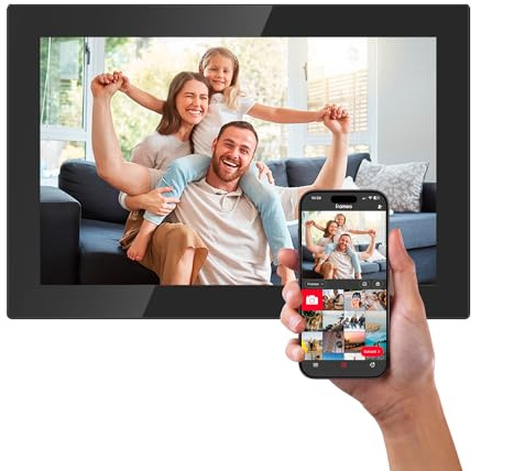 AGFA Fotoram Realiview APF1000 Wi-FI 10 tum LCD-glasskärm - foton/videodisplay, klocka, väder, automatisk rotation, 32 GB minne, FRAMEO iOS/Android-app ingår - svart