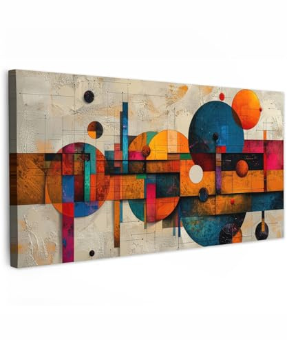 MuchoWow© Leinwand Bilder XXL Wanddeko Groß Wohnzimmer Aesthetic Room Decor | 100x50 cm - Deko Zimmer Wandbilder Modern Panorama Großes Wandbild Kunst - Bunt - Formen