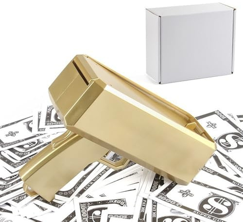 kesurpae Geldpistole für Hochzeiten, verstreut Geld wie Regen, aufregendes Geldspray, ABS kann Geld wie Regen verstreuen, mit Requisite, neuartiges Sprühspielzeug, Gold