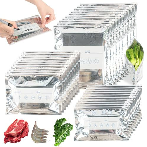 Lot de 30 sacs de rangement réutilisables en feuille d'aluminium, sacs d'étanchéité en feuille d'aluminium, réutilisables pour viandes congelées, légumes, fruits