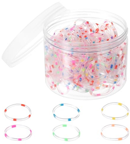 QUARKZMAN 300 Stück Gummibänder Dehnbare Gummiringe Bunte Punkte 15mm x 2mm | Haargummi, Für Zuhause Büro