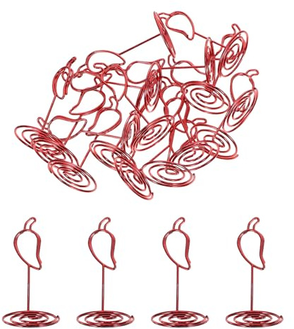 TOGEVAL 20 Pezzi 20 Pezzi Segnaposto a Clip a Forma di Peperoncino Rosso, Porta Numeri da Tavolo per Gare di Cucina e Decorazioni per Feste a Tema Messicano, Supporto Stabile per Carte,