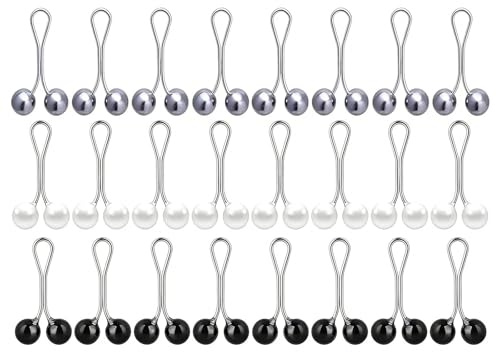 KNUIUYY 24 Pcs Clips de Alfileres para Hijab, Broche de Perlas Musulmanas, Alfileres para Pañuelo En la Cabeza, Chal, Hijab, Clips para Bufanda, Alfileres de Seguridad, Botones para Mujer (3 Colores)