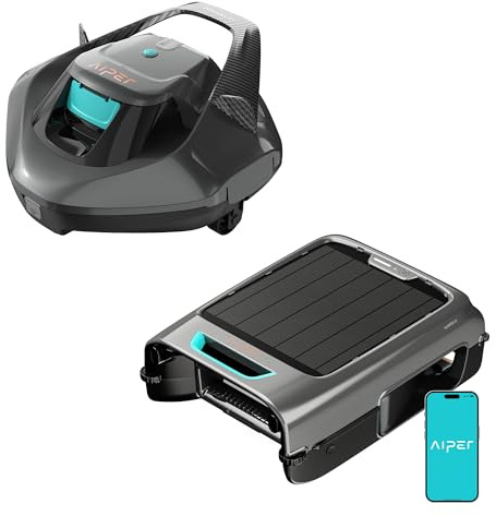 AIPER Seagull SE + EcoSurfer S2 – Robot limpiafondos inalámbrico y Skimmer Solar automático para Limpieza Diaria de Piscina