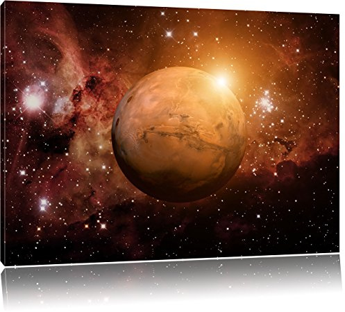 Pixxprint Planet Mars im Universum, Größe: 60x40cm, Leinwandbild, fertig gespannt, Wandbild, Dekoration, Kunstdruck, kein Poster