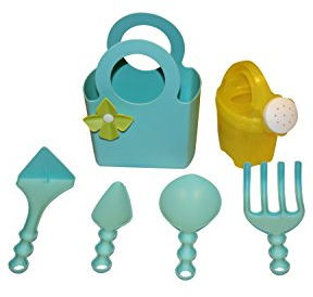 Outils de jardin pour enfant en plastique Set 6 pièces bleu, Kit de jardinage enfant