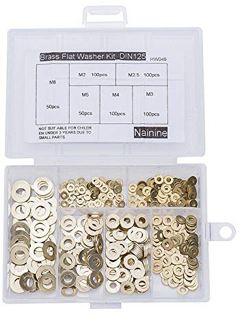 Messing Unterlegscheiben-Sortiment, 500 Stück (M2, M2,5, M3, M4, M5, M6)