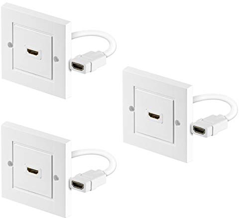 PerfectHD 3X HDMI 4K Wanddose | 1x HDMI Port | HDMI 2.0b | UHD HDR | Ultra HD 2160p | Full HD 1080p | High Speed Ethernet | 3D | 1 Fach | 3 Stück