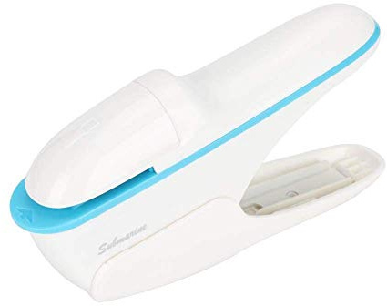 No Staple Stapler, ABS No Staple Stapling Machine Book Paper Staple- Stapler Stapleless Binding Hand Tool for Home, School, Office and Travel Use(White)