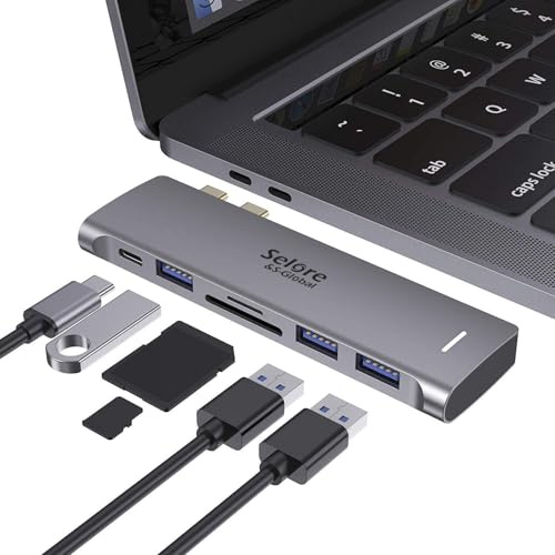 USB C Adapter for MacBook Pro/Air M1 M2 M3 2021 2020 2019 13 15 16, 6 in 1 USB-C Hub MacBook Pro Accessories with 3 USB 3.0 Ports,USB C to microSD/SD Card Reader and 100W Thunderbolt 3 PD Port