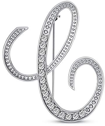 Große Aussage Abc Pave Crystal Cursive Script Monogramm Buchstaben Alphabet Initial Schal Revers Pin Brosche Für Teenager Frauen Rose, Gelbgold Versilbert
