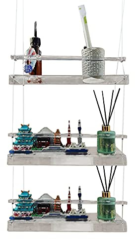 Marooma Hängendes Fenster-Pflanzenregal, für den Innenbereich, transparentes Hängeregal aus Acryl, Pflanzenständer, Blumentopf-Organizer, Aufbewahrungsregal für Schlafzimmer, Badezimmer (3 Ebenen)