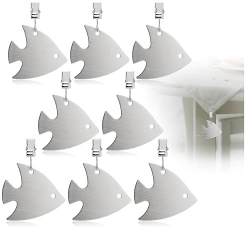 Com-four® 8x Pesi per Tovaglie in Acciaio Inossidabile - Morsetti per Tovaglie - ca. 40 g Ciascuno