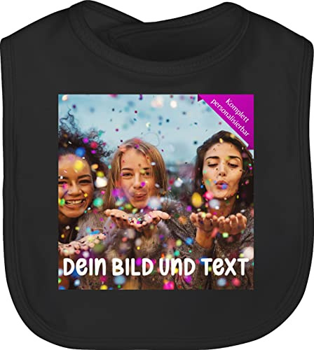 Baby Lätzchen - Foto eigenem - Fotogeschenk I Geschenk Bild personalisiert I Geschenk mit Bild I Custom Photo - Unisize - Schwarz - schlabberlätzchen selbst drucken druck latz weiss zum bedrucken
