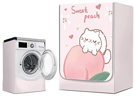 Odot Copri Lavatrice Esterni, Coprilavatrice da Esterno Impermeabile, Copertura per Lavatrice e Asciugatrice con Aperture Frontali, Antipolvere Anti Sunlight Antimacchia (Pesca Rosa,M)