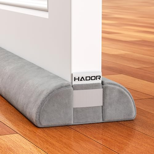 HADOR Door Draft Stopper for Bottom of Door, 36 Inch Under Draft Air Noise Light Blocker 30- 36 Double Side Triangle Soundproof Sweep Filler Seal Gap up to 1.7 for Patio Sliding Door Guard, Grey