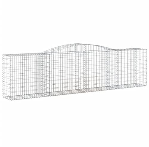 vidaXL Arched Gabion Baskets - Set of 9, Durable Galvanised Iron, Stable Garden Barrier, Decorative Outdoor Use, Weather-resistant, Easy Assembly, Silver, 400x50x100/120 cm