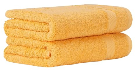 Luckytowel Handtücher Set 50x100 cm – Oeko-TEX Handtuch-Set aus 100% Baumwolle mit 600 g/m² – Frottiertücher mit Aufhängeschlaufe – flauschig & saugstark – Frottee Handtuchset – 2er Pack Gelb