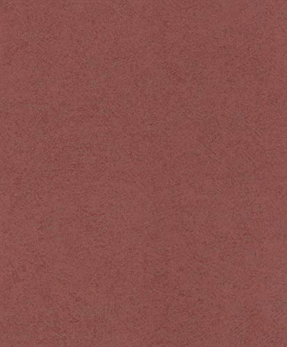 Rasch Tapete 699838 - Einfarbige Vliestapete mit leichter Putz-Optik, Beton-Optik in Rot
