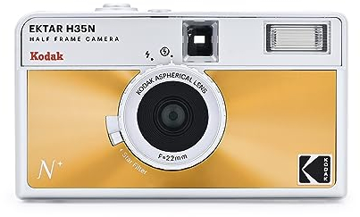 KODAK EKTAR H35N Halbformat-Filmkamera, 35 mm, wiederverwendbar, Bulb-Funktion, Sternfilter, beschichtetes, Objektiv (Film und Batterie sind Nicht im Lieferumfang enthalten) (Orange glasiert)
