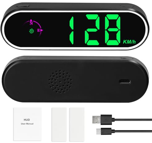 Shkalacar Velocímetro Digital GPS, Head Up Display Auto HUD con Pantalla LED Colorida, Reloj y Función de Brújula para Coche, Camión, SUV, RV