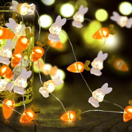 EKKONG Ostern Lichterketten,3M 30 LED Ostern Lichterketten, Ostern Dekorative Lichter,LED Ostereier Hase String Lights,Mini lichterkette Ostern für innen,osterdeko,Party, Frühlings deko