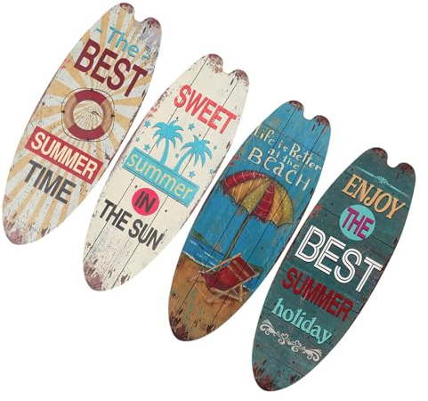 TOPBATHY Surfbrett Holzschild 45X16 Zoll Strand Deko Wanddekor Surfbrett Zeichen Für Sommerfeiern Haus Garten Surfer Deko Outdoor