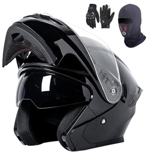 Klapphelm Motorrad, Modularer Helm mit Doppelvisier ECE Zertifiziert Integralhelm Für Erwachsene, Frauen Und Männer A,XL59-60CM