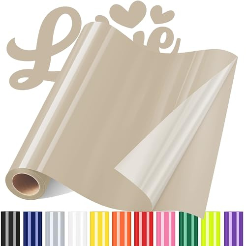 Sgooyir Plotterfolie Textil, Flexfolie Plotter Textil Transferfolie Beige