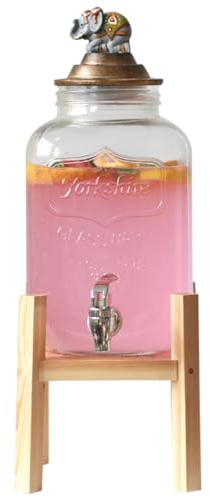 Glass Mason Jar Drink Dispenser with Leak Free Spigot 5L Capacity, Perfect for Parties, Weddings, Catering Events Butterfly Design, Ideal for Cold Beverages