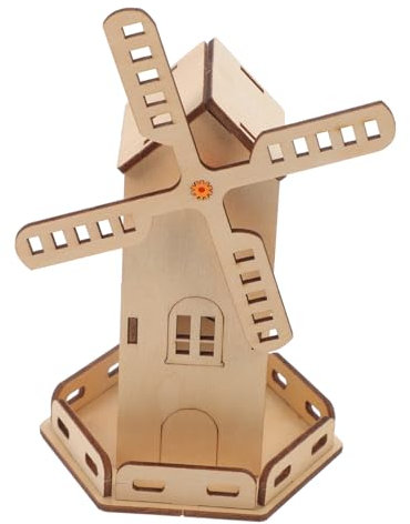 COHEALI Laubsäge Set Für Kinder 1 Satz Montage Einer Solarwindmühle ' Solar Power Kits Kinder Bastelset Diy-solar-set Spielzeuge Windmühlen-experimentierset Solarenergie-spielzeug Für Kinder Hölzern