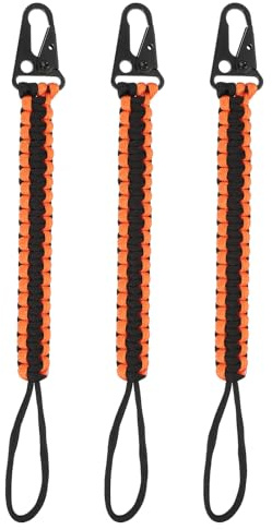 PATIKIL Paracord-Schlüsselanhänger, 3 Stück, Survival-Schlüsselband mit Haken, geeignet für Camping, Wandern, Clip, Rucksack, Werkzeug, Outdoor, Angeln, Schlüsselanhänger, Schwarz