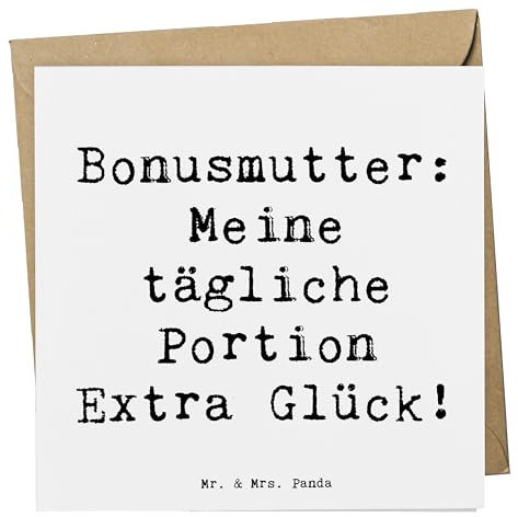 Mr. & Mrs. Panda Deluxe Karte Spruch Bonusmutter Glück - Geschenk, Bindung, Familie, Klappkarte, doppelkarte, Liebe, Elternteil, Grußkarte, Freude, faltkarte, Jubiläen, Glückwunschkarte
