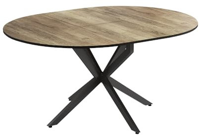 Vicco Esstisch Loyd, ausziehbarer Esszimmertisch, Schwarz/Eiche rustikal, 120 x 76.5 cm ausziehbar