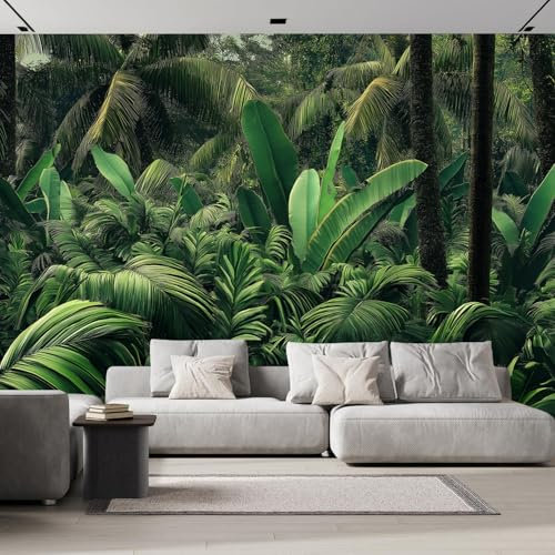 ANALTIRCE Fotomural Selva Tropical Fotomurales Pared, 350× 256 cm Papel Pintado 3D, Bosque Planta Moderna Decoración De Pared Sala Cuarto Oficina Salón