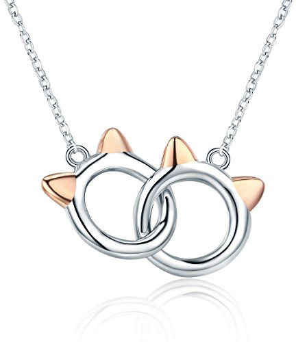 Sterling Silber Schmuck, 925 Sterling Silber Haustier Katze Handschellen Niedliche Tier Anhänger Halsketten Frauen Silber Schmuck Geschenk