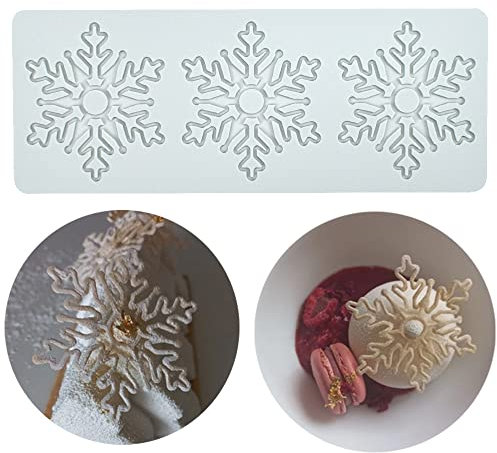 Molde de Silicona para repostería, Manualidades, decoración de Tartas, Resina, jabón, decoración de Dulces, Pasta de azúcar, Chocolate, 3 Agujeros, Copo de Nieve Afilado
