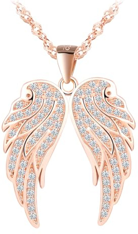 MOOFUN Flügel der Engel Anhänger Kette mit Zirkon,Halskette Damen Mädchen Silber 925,Ketten für Frauen Mama Frau Freundin Tochter,Amulett Halskette Modeschmuck Geschenk für Geburtstage Muttertag