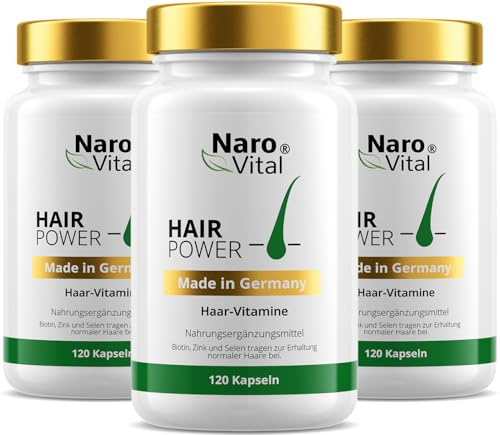 Haar Vitamine - 3x 120 Kapseln, hochdosiert - Vorrat für 6 Monate | Hochwertige Haarvitamine für Haar- & Bartwuchs mit Biotin, Zink, Selen, OPC, Hirse-Extrakt (reich an Silizium & Kieselerde)