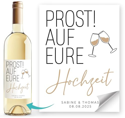 Weinetiketten Weinflaschenetiketten personalisiert Hochzeit Namen und Datum anpassbar SpecialMe® Weiss unisize