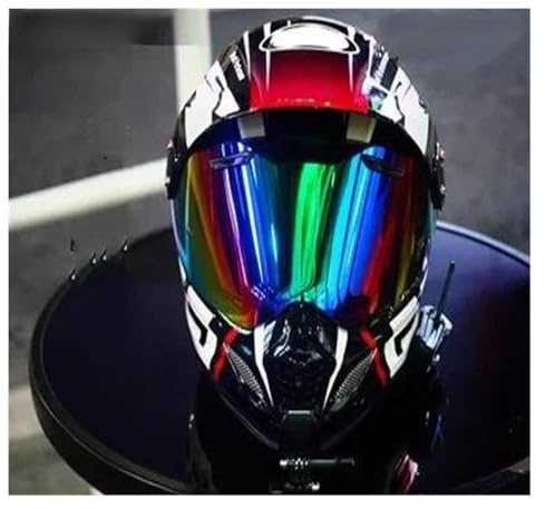 XYJTC Motorcycle Helmet Visor Lens, Motorcycle Plating case for ARAI Tour-CROSS3 TX3 XD4 Rally Night Vision Lens(Gold)(Rainbow Green)
