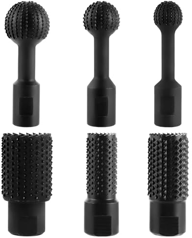 YAYODS Juego de 6 fresas esféricas para madera, 3 cinceles de bolas, fresas de madera, 3 fresas de madera, escofina giratoria, herramientas de carpintería, amoladora angular, accesorios M14 para